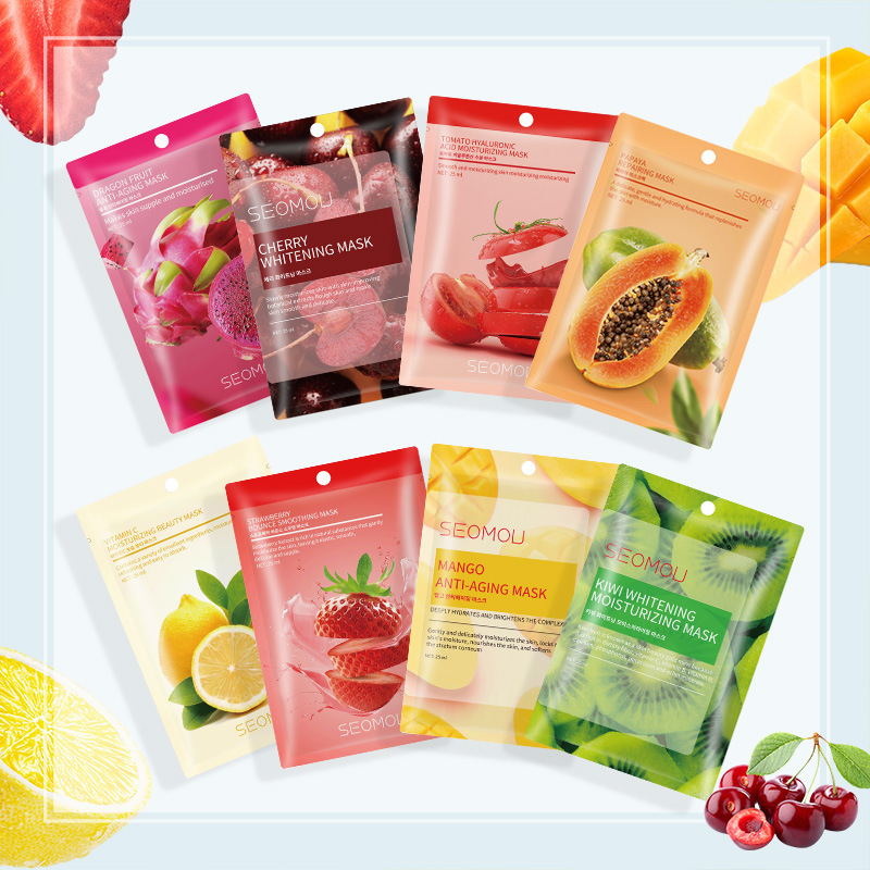 Popular Full English Cross-Border Foreign Trade Film-Packed Fruit Mask Hydrating and Moisturizing Plant Fruit Mask Factory Wholesale
