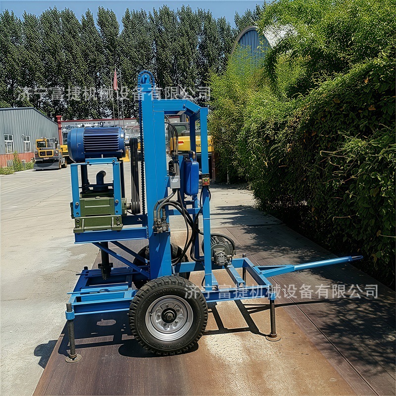 Small Household Electric Drilling Rig, Civilian Drilling Equipment, Fully Hydraulic 100m Drilling Rig, Electric Water Well Drilling Rig