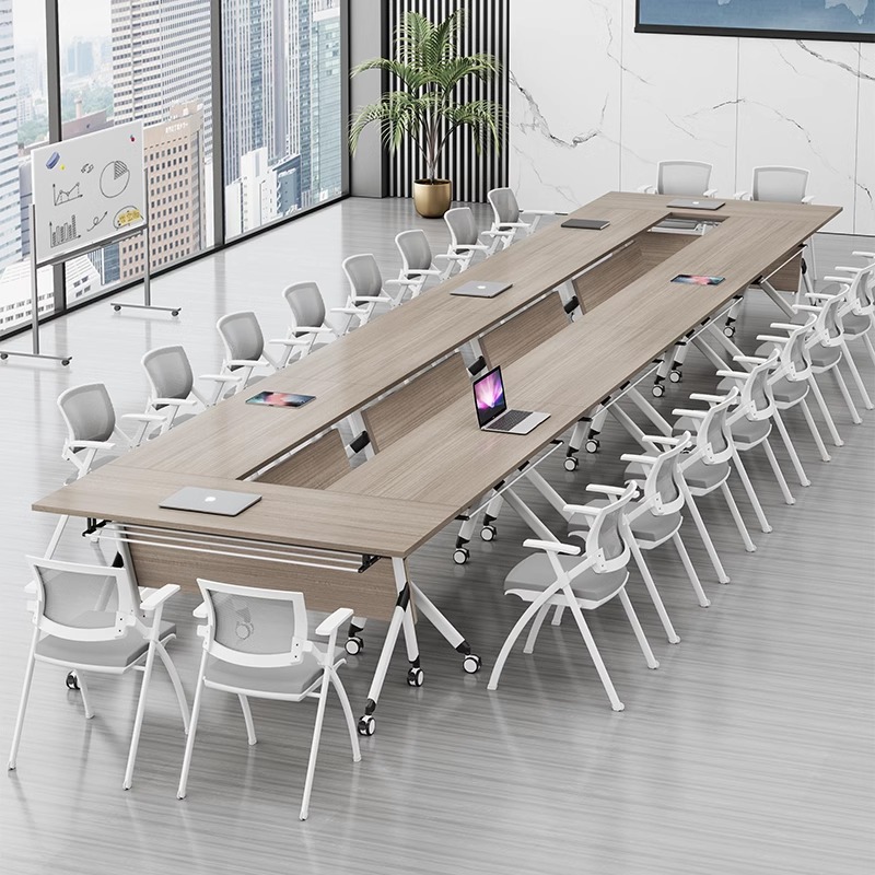 Folding Conference Table Simple Modern Combinable Mobile Splicing Training Long Table and Chair Learning Table and Chair for Educational Institutions