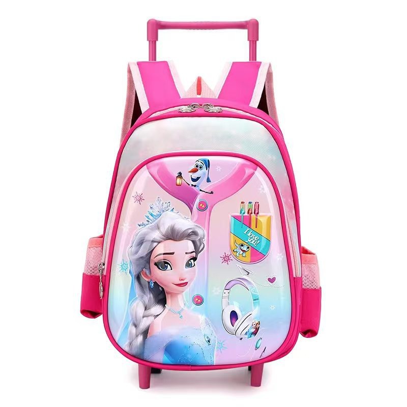 Cross-border New Children's Trolley Schoolbag 12-inch 3D Shell Pupil Backpack Kulomi Cartoon Kindergarten Schoolbag
