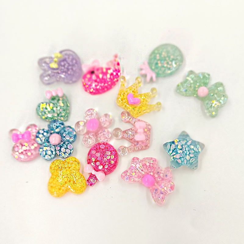 Children's Ring Sequin Accessories Handmade Material Resin Flower Butterfly Fish Hairpin Haircord Decoration Girl Jewelry