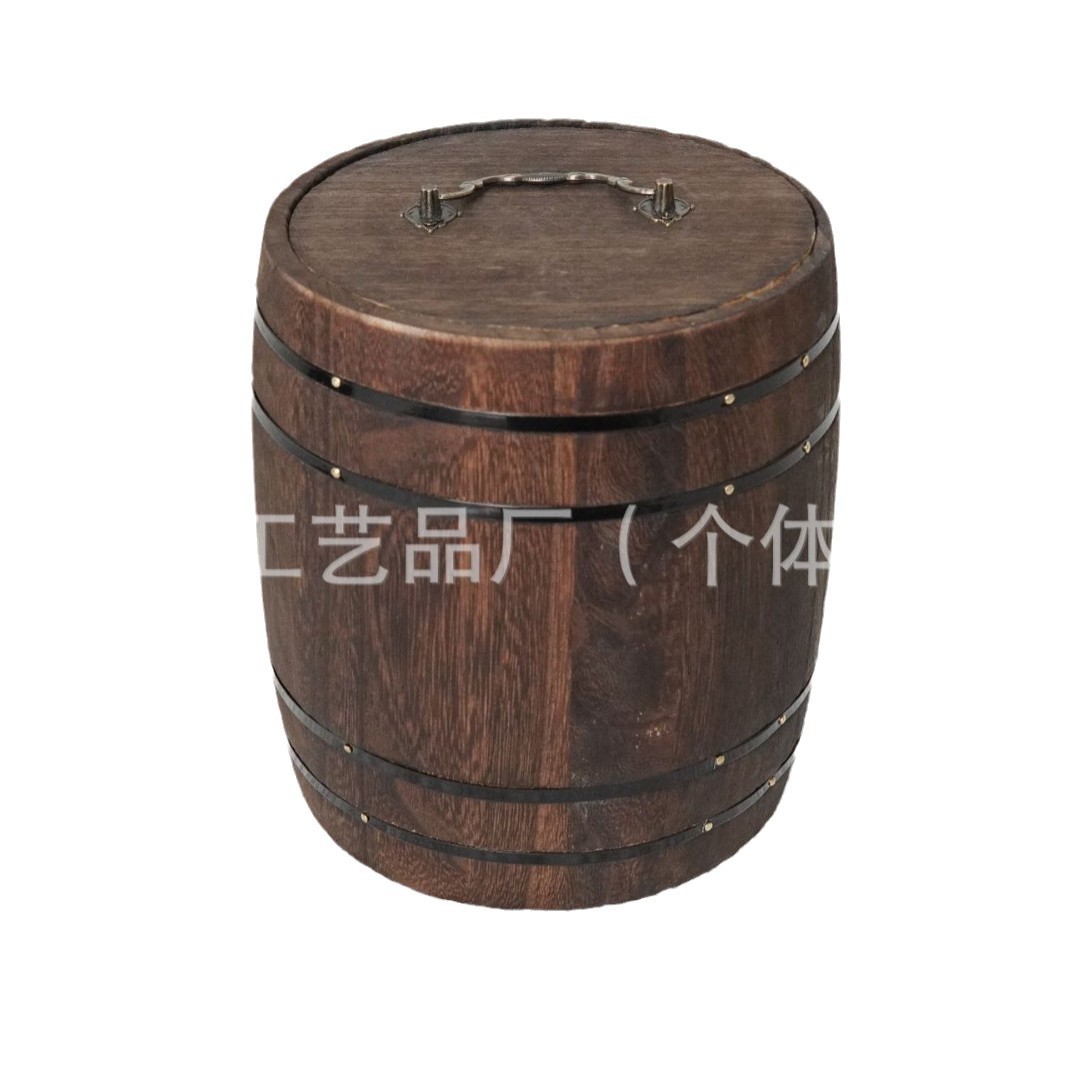 Vintage wooden tea barrel solid wood tea packaging barrel portable small green orange tea storage barrel wholesale