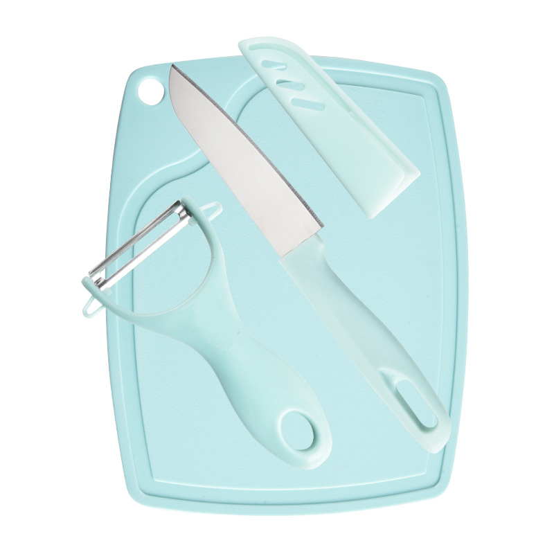 Wholesale Melon Planer Fruit Knife Baby Food Supplement Cutting Board Set Stainless Steel Fruit Knife Three-piece Knife Set Manufacturer