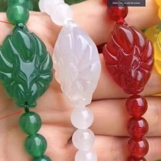 Браслет с девятихвостым лисом из агата и халцедона, браслет лисы, экспорт, вьетнамский нефритовый браслет с лисой