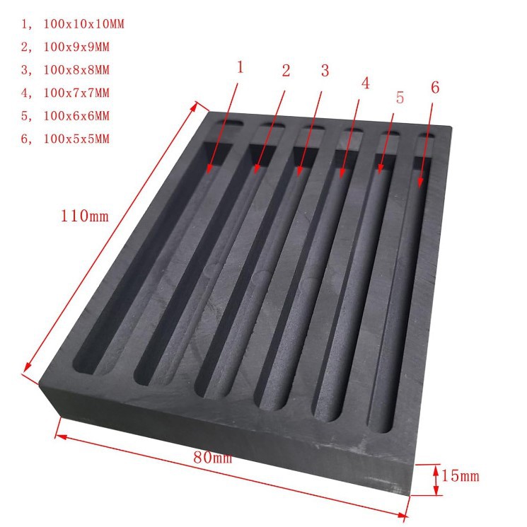 Многоотверстной графитовый масляный бак длинной полосы многоспецификационный масляный бак, форма для литья слитков золота и серебра, графит трехвысокий