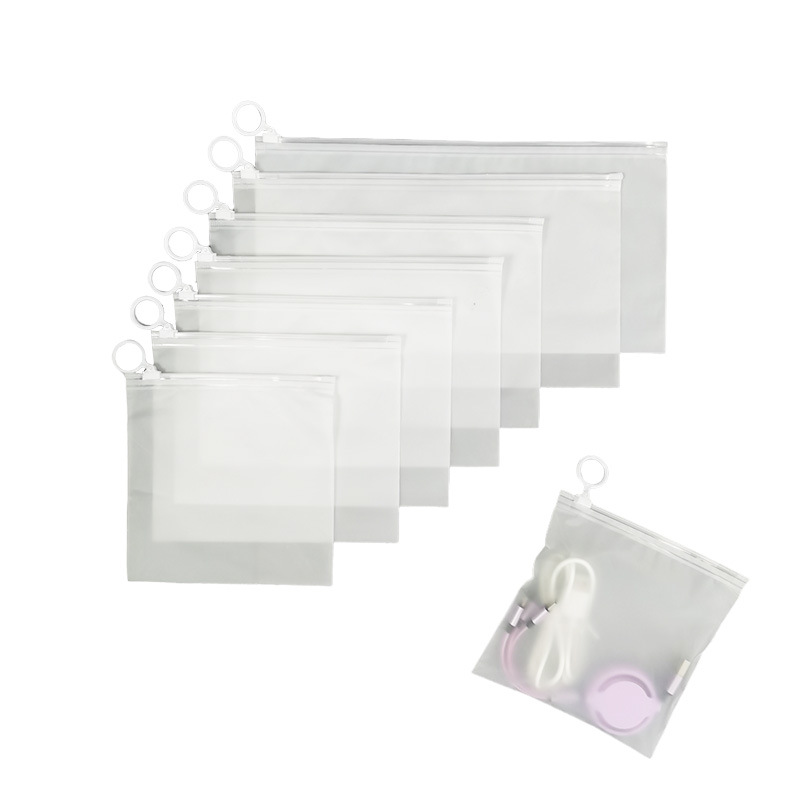 Wholesale Transparent Zipper Packaging Bag Cpe Frosted Cosmetic Wash Bag Saliva Towel Plastic Ziplock Bag with Custom Logo