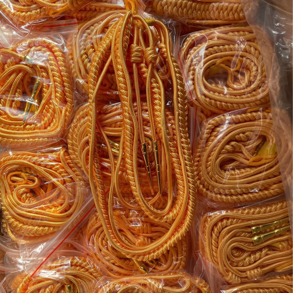 Gold and Silver Wire Military Dress Ribbon, Spiritual Belt, Tassel Belt, Metal Copper Drop Ribbon