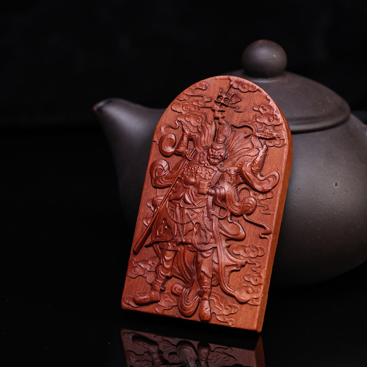 Taoist Pure Handmade Token Jujube Wood Relief Tianpeng Marshal New Hand-Carved Ornament Token Taoist Supplies Relief