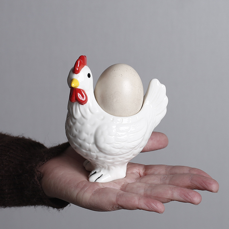 Cross-Border Ceramic Three-Dimensional Chicken-Shaped Egg Holder Cup Decoration Creative Cute Egg Cup Ceremony Breakfast Egg Rack