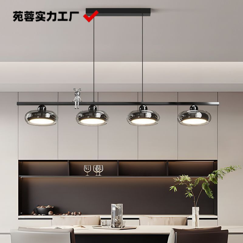 Современная минималистская люстра, свет для столовой, роскошная длинная лампа для обеденного стола, стеклянная минималистская трёхголовка для столовой