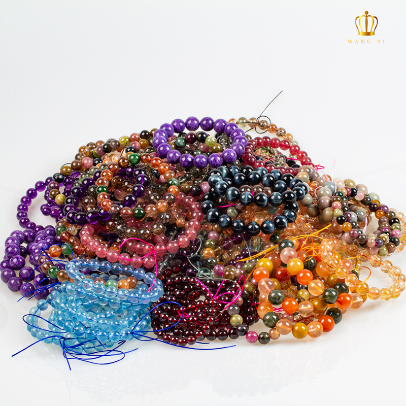 Wangyi Live Broadcast Special Natural Strawberry Crystal Garnet Amethyst Hair Crystal Tourmaline Bracelet Pendant Wholesale