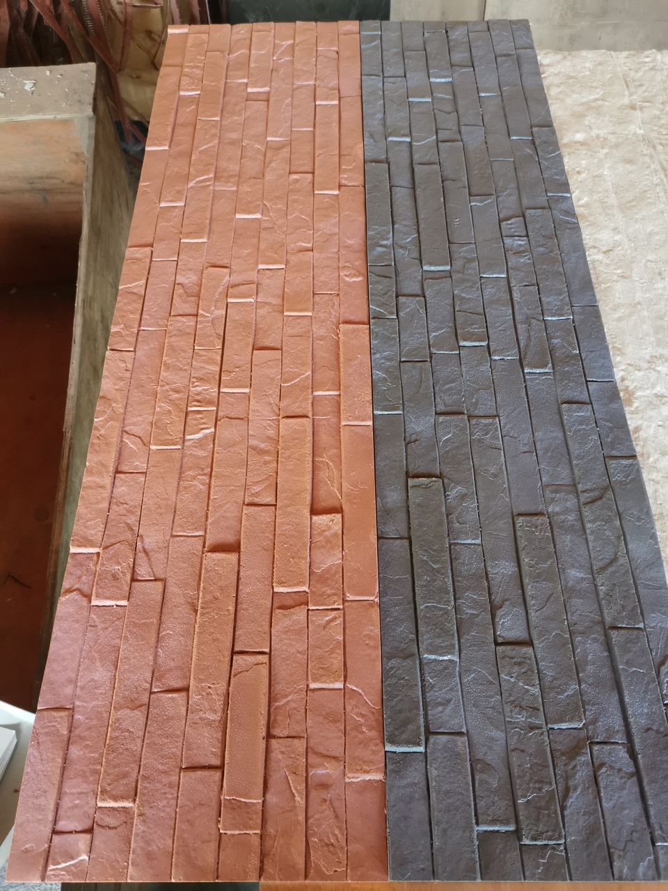 Three-color gradient small rammed earth plate indoor Radian bendable decoration fireproof and moisture-proof