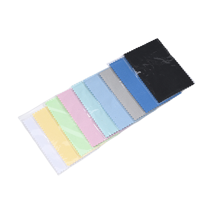 Wholesale Silver Polishing Cloth with Printable Logo 8*8 Multi-Color Opp Double-Sided Velvet Independent Packaging Small Batch Manufacturer Wiping Cloth