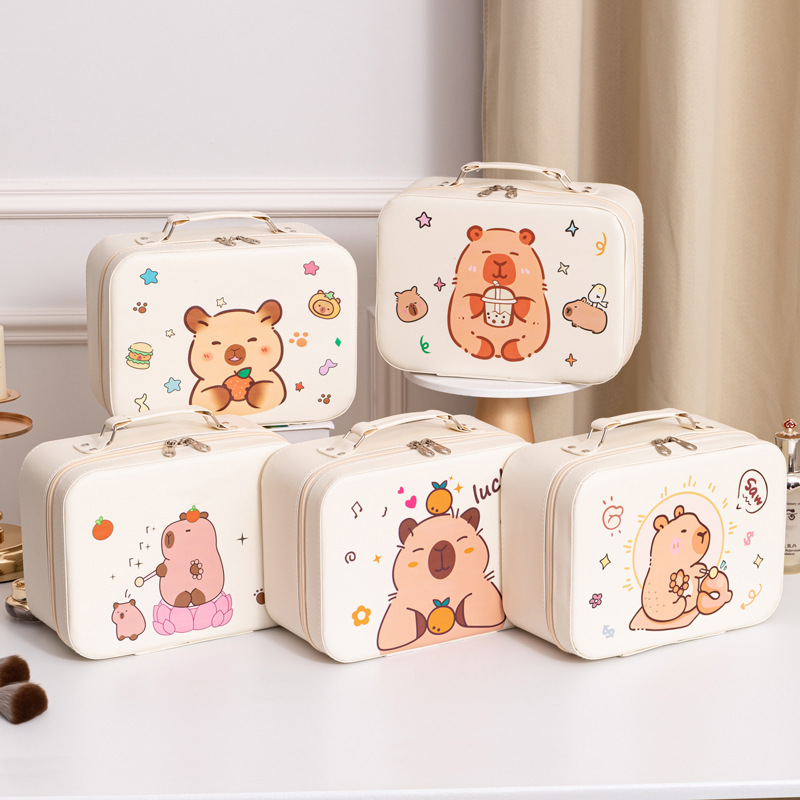 Косметичка Kapibala большой ёмкости портативная милая косметичка мультяшный ящик для хранения водонепроницаемый трехмерный