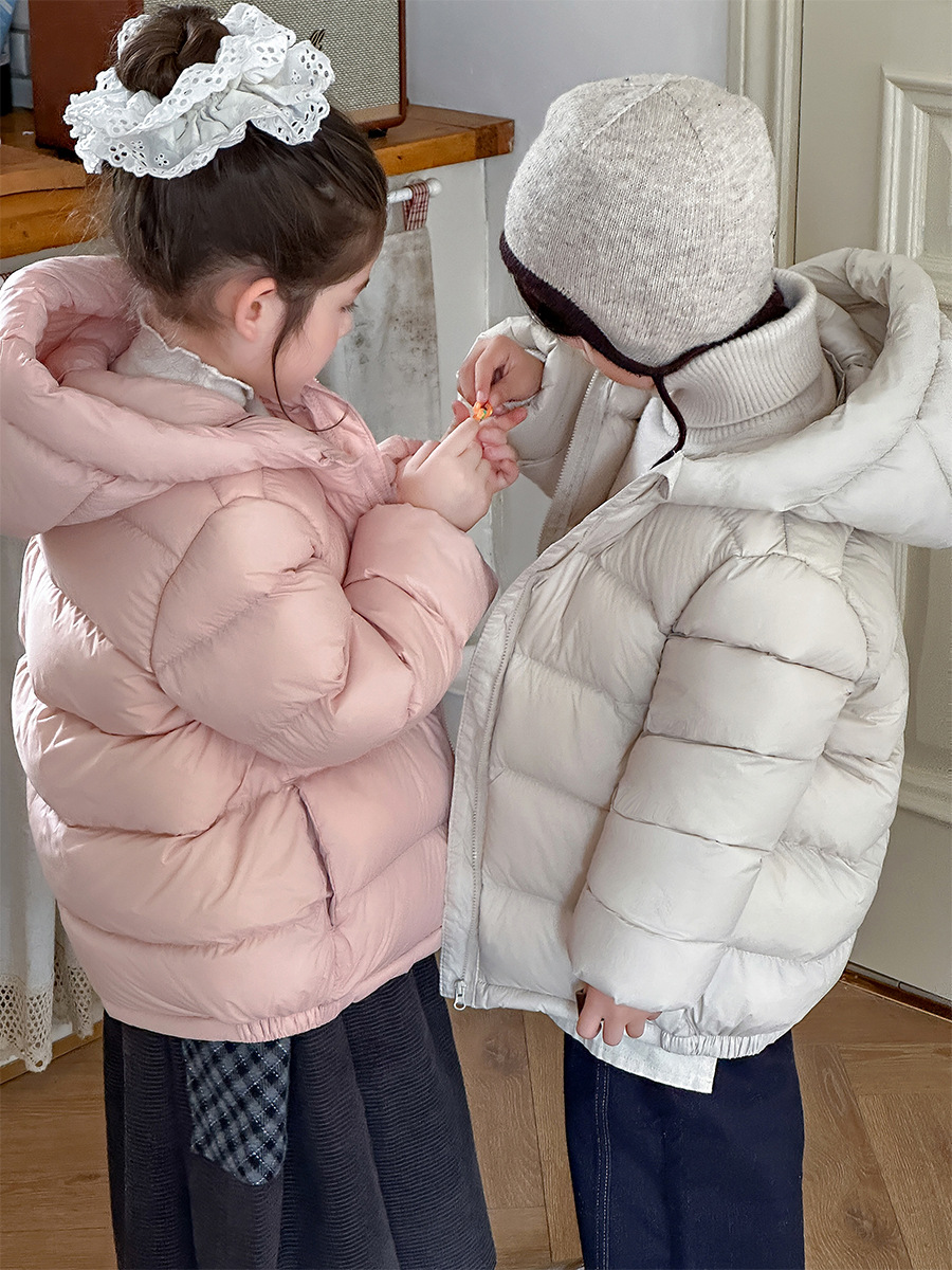 2025 New Children's down Jacket Puff Style Boys and Girls Medium and Large White Duck down Coat Winter Thickened Coat Trendy