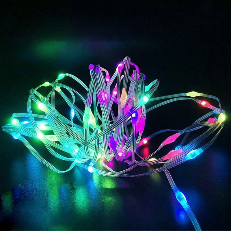 Wholesale Full Copper Wire 5V/12V Colorful String Lights with 2cm Spacing, Sound-Activated String Lights for Holiday Decoration and Camping Lights