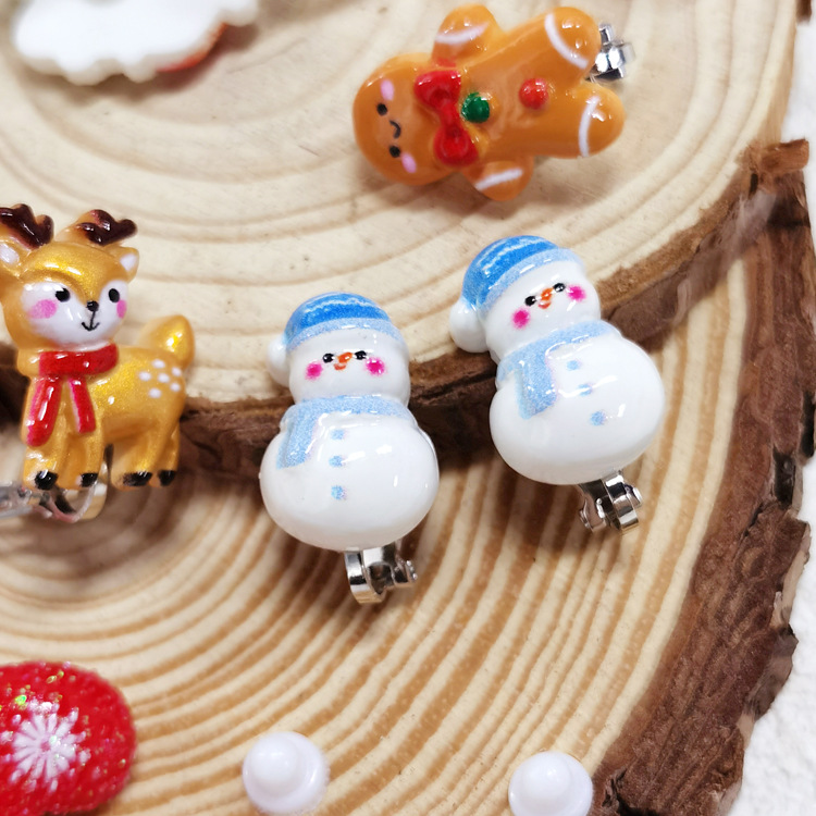 [Can] Foreign Trade New Christmas Kidsren's Pierced Ear Clips Cute Santa Claus Earrings Earrings Wholesale