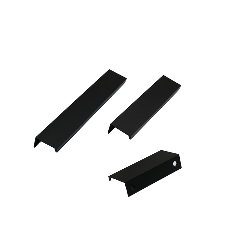Black Gold Cabinet Door Edge Longer Handle Modern Simple Invisible Punch-free Drawer Cabinet Wardrobe Handle