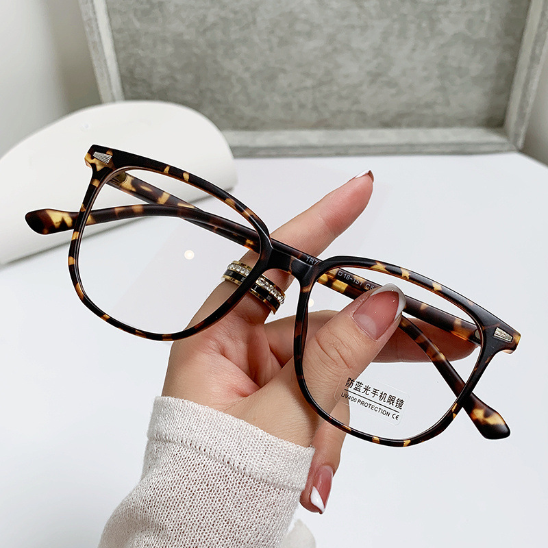 New Square Frame Tr Retro Glasses Frame Xiaohongshu Ins Anti-Blue Light Frame Flat Myopia Glasses for Men and Women 7165