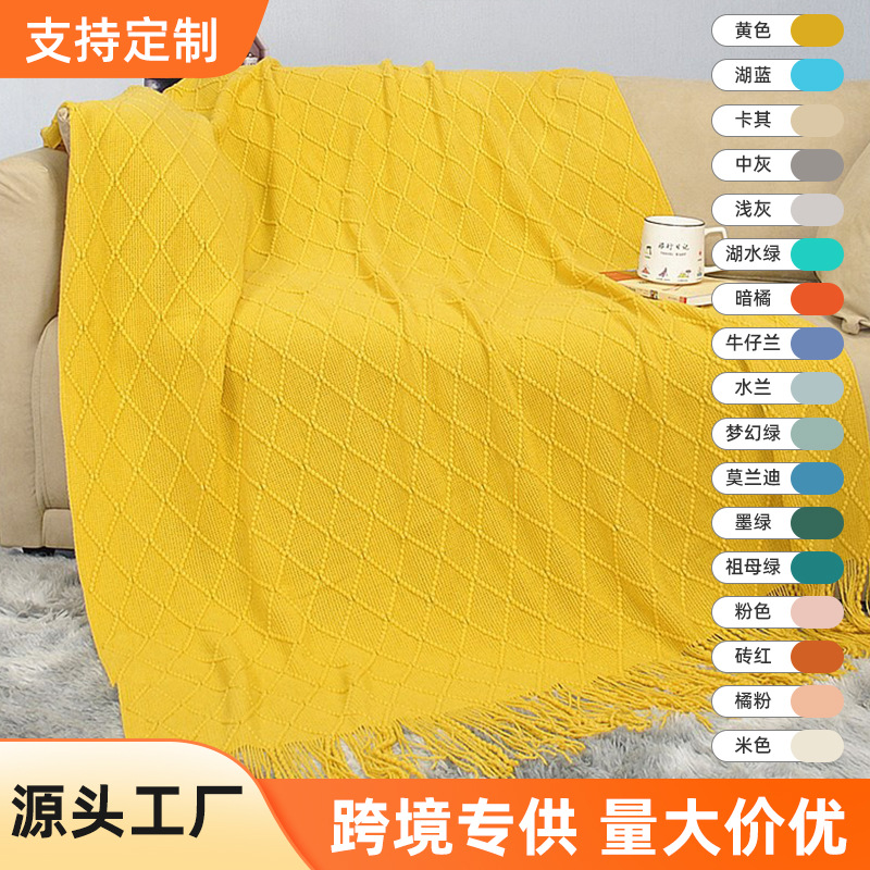 Вязаный плед, новый скандинавский, осень-зима, с кисточками, утолщенный плед для офиса и кровати, высококачественный плед для дивана