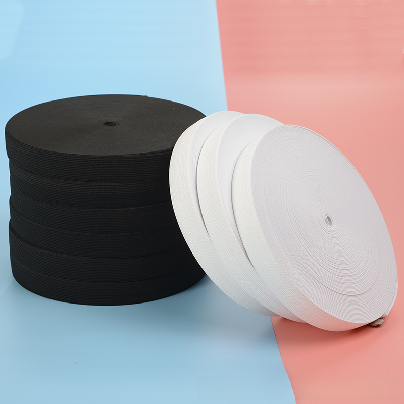 Elastic Band for Clothing, Black and White Crochet Tape, Rubber Band, Flat Polyester Knitted Elastic Band, Elastic Band Factory Wholesale