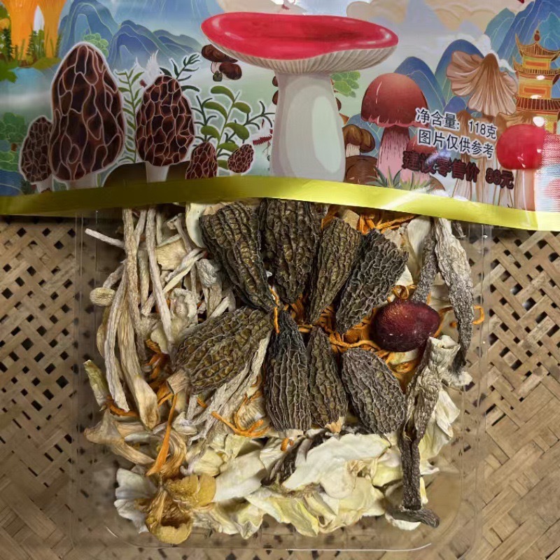 Russula Morchella mushroom soup package on behalf of mushroom package dry Morchella Dictyophora Agaricus blazei edible fungus soup material