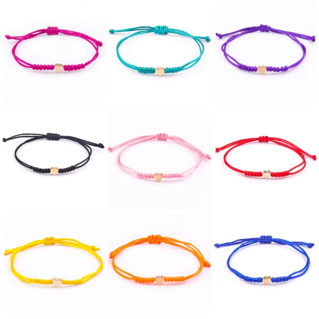 Популярные браслеты из сплава с сердцем для пар, ручной работы, регулируемый красный шнур, простой и универсальный, оптом