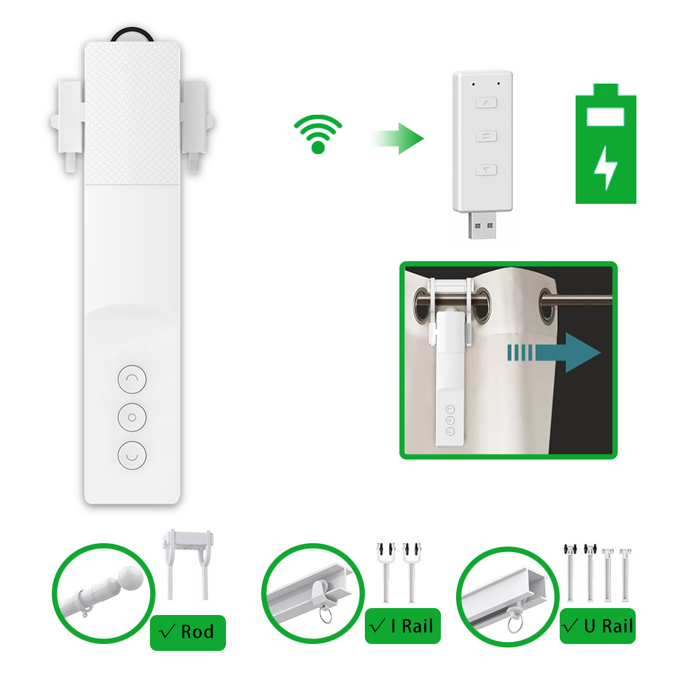 Graffiti wifi or zigbee lithium battery electric curtain companion robot motor smart home free track