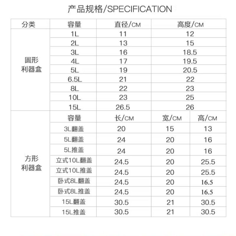 Medical Sharp Box Waste Sharp Bucket Yellow Disposable Sharp Box Round Square Needle Trash Can Cylinder