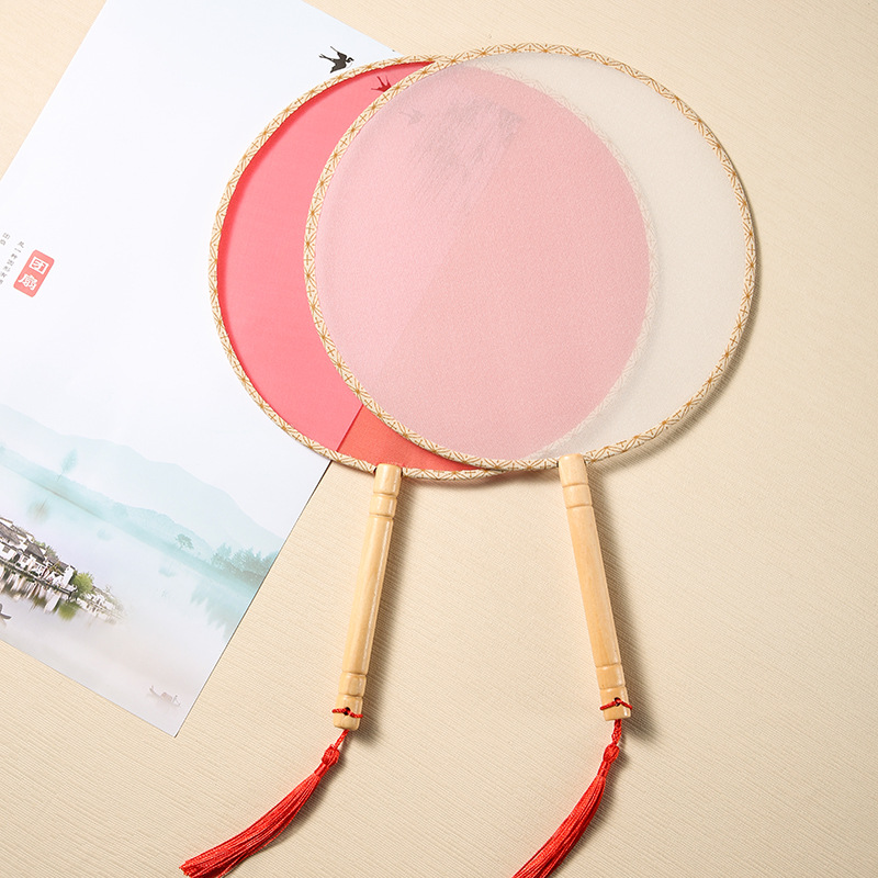 Xiuhe imitation silk round fan red bridal Chinese wedding antique wedding hi fan handmade DIY handmade material bag