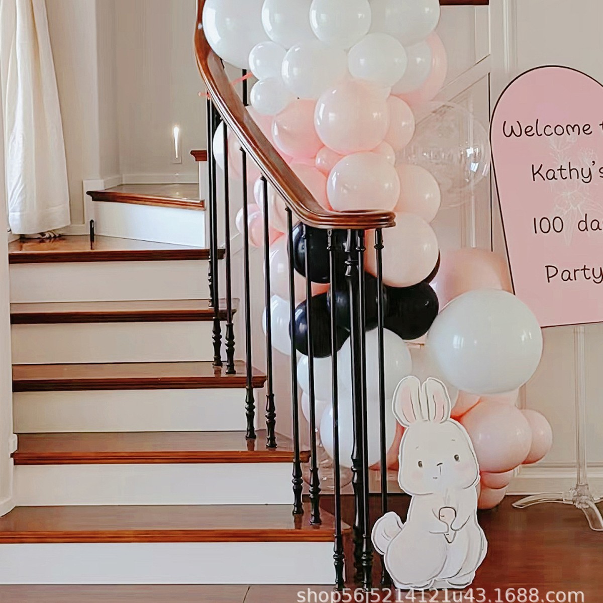 Minimalist Aluminum Art Stair Columns, Solid Wood Handrails, Balcony Guardrails, Simple Quick-Install Indoor Paint-Free Railings, Affordable Internet Celebrity