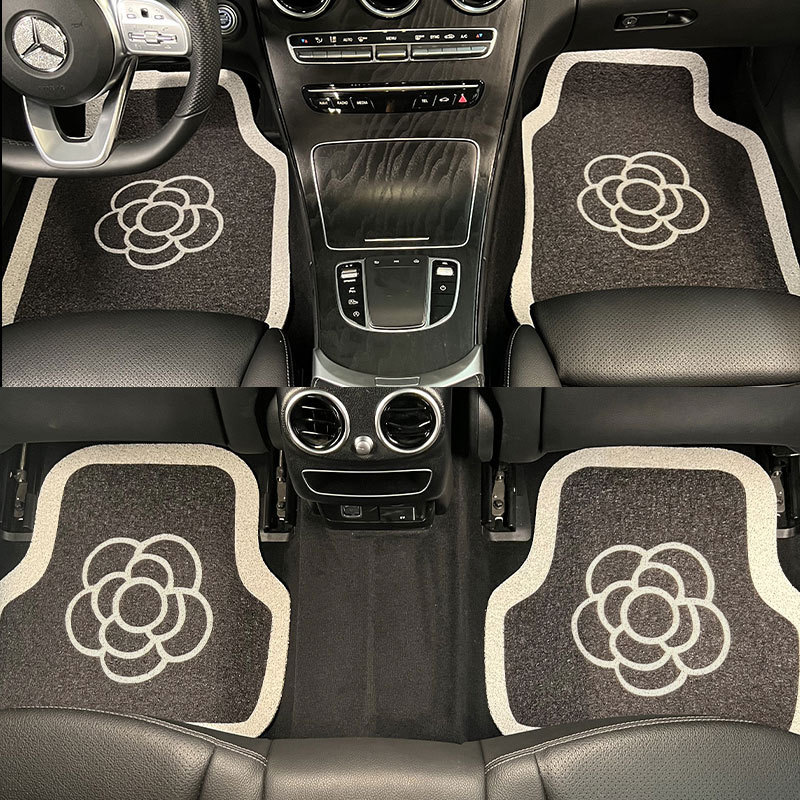 Универсальный коврик для автомобиля из шелка черно-белый Простой стойкий к пятнам нескользящий коврик Легкий в уходе, может быть обрезан для защиты коврика автомобиля