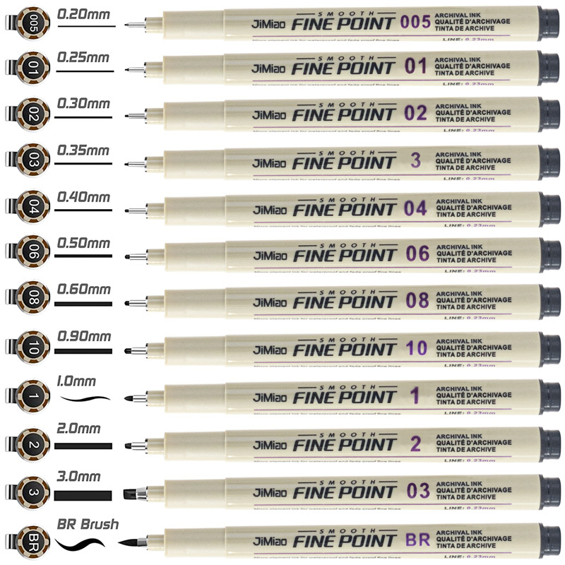 Популярная игольчатая ручка 12 линий для водного рисования, мультяшная ручка