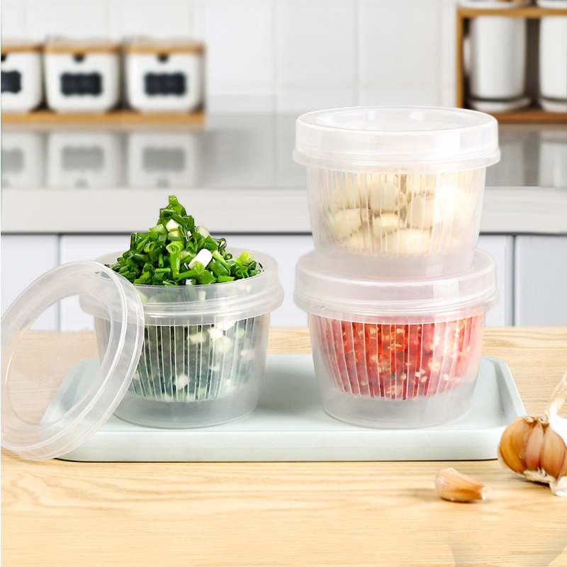 Refrigerator Green Onion Crisper Kitchen Onion Ginger Garlic Refrigerated Storage Box Vegetable Preparation Draining Square Sealed Food Grade