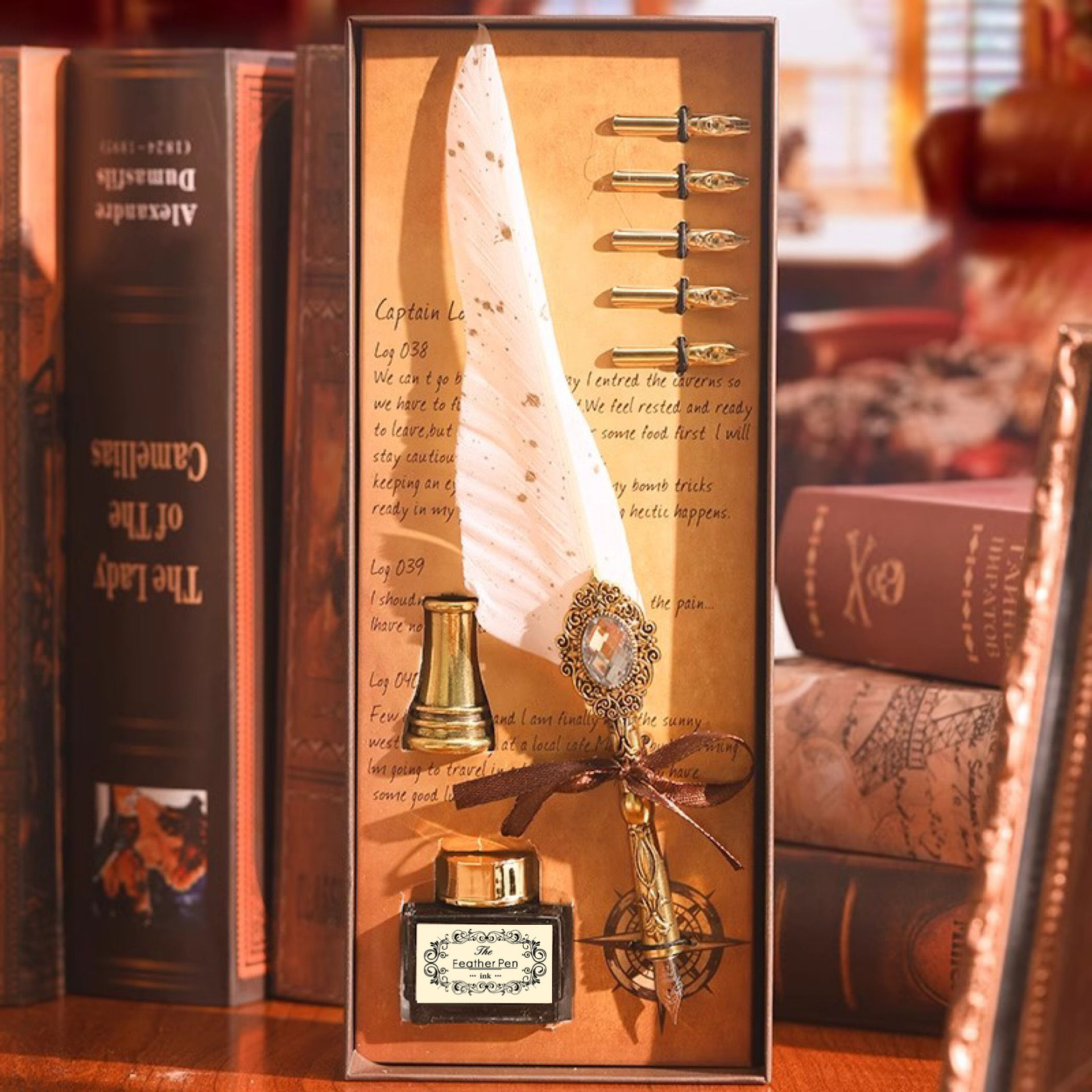 Harry Potter Feather Pen European Retro Magic Gemstone Dip Pen Fountain Pen Set Birthday Graduation Gift Gift Box