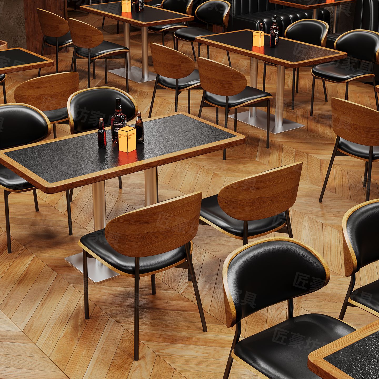 American Retro Tavern Tables and Chairs Western Restaurant Dining Table and Chair Combination Music Dining Bar Bar Cafe Shop Table and Chairs
