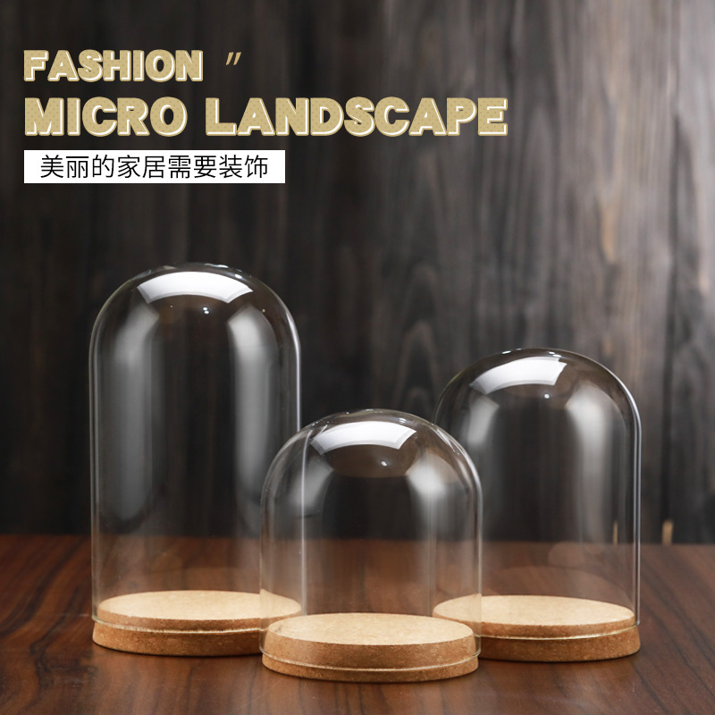 Glass Cover Cork Dust Cover Cake Cover Micro Landscape Clay Glass Cover Christmas Gift