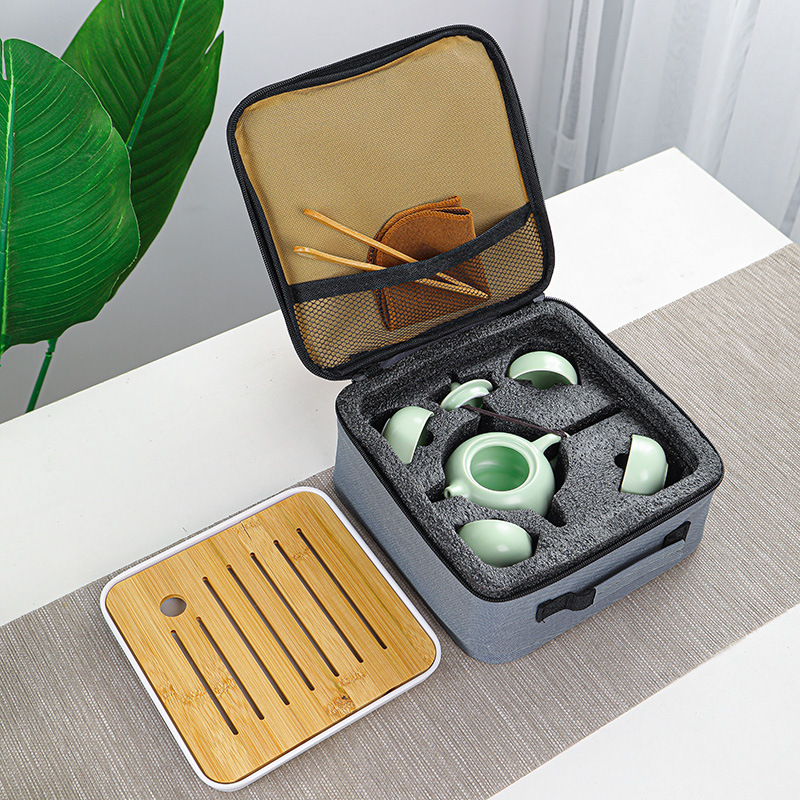 Outdoor travel tea set a pot of four cups with tea tray portable set Company tea gift wholesale