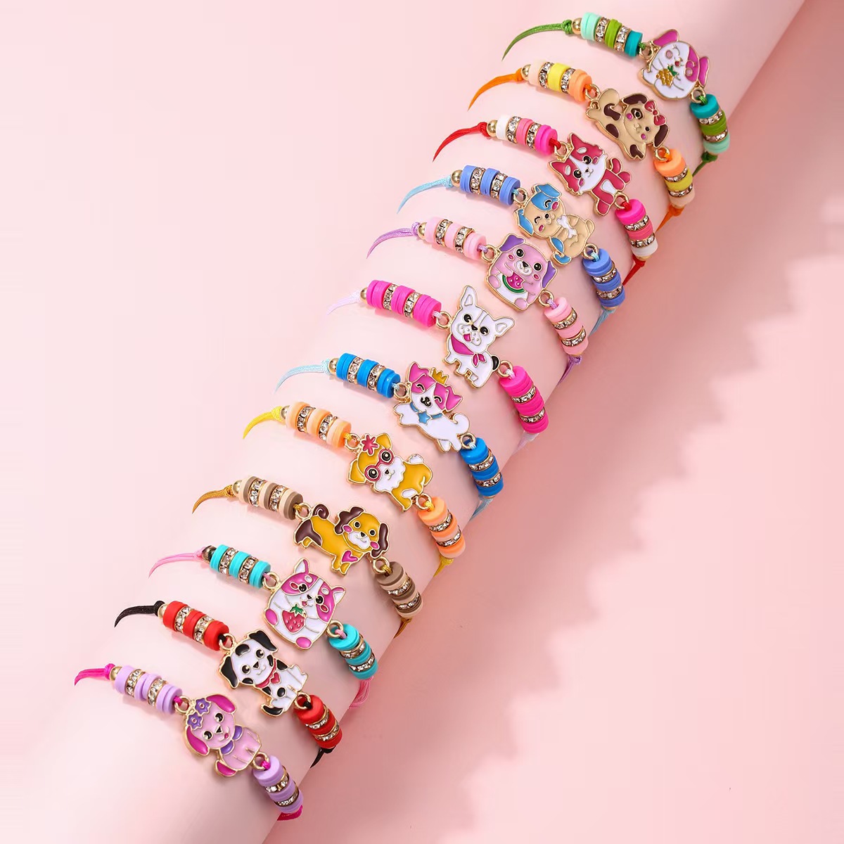 Amazon Cartoon Drip Oil Accessories Woven Adjustable Children's Friendship Gift Bracelet Manufacturer Wholesale Cute Hand Rope Handmade