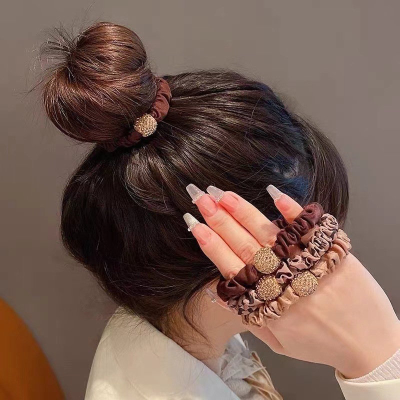 European and American Cross-Border Hair Ties, Internet Celebrity Large Intestine Rings, Leopard Print Headbands, Rhinestone High Elastic Hair Ties Wholesale