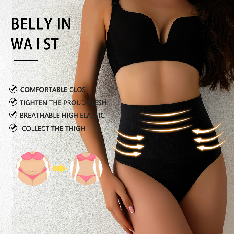 Cross-border high waist belly shaping pants waist shaping thong women's body shaping sexy hip lifting butt exposed plus size version underwear