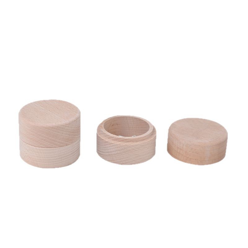 Round Jewelry About Solid Wood deciduous teeth Storage Engraving Commemorative Baby deciduous teeth Fetal hair Jewelry Earrings Storage Wooden Box