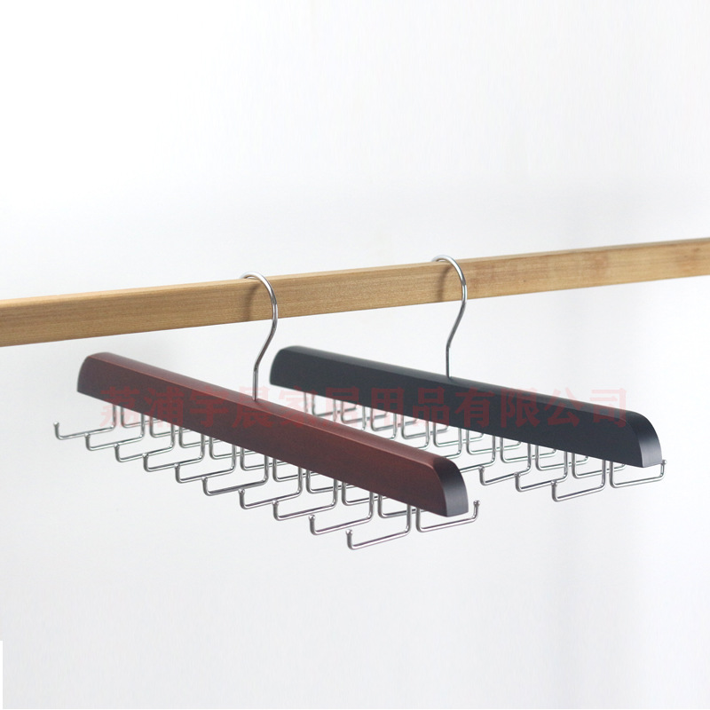 Solid Wood Scarf and Tie Rack with 24 Hooks, 16 Adjustable Hooks for Hanging Underwear and Camisoles, Cross-Border Hot Sale