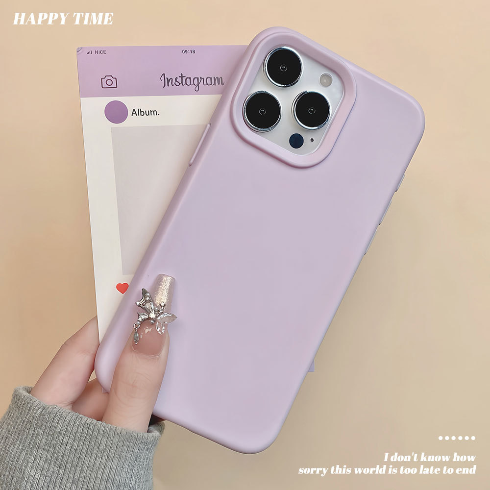 Suitable for Apple 16Pro Silicone Anti-Fall Mobile Phone Case Iphone13 Simple Pure Color 15 All-Inclusive Frosted Protective Cover