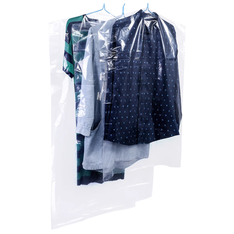 Dry Cleaning Shop Clothes Dust Cover Household Storage Wardrobe Hanging Plastic Transparent Coat Cover Suit Thickeneded and Moisture-Proof