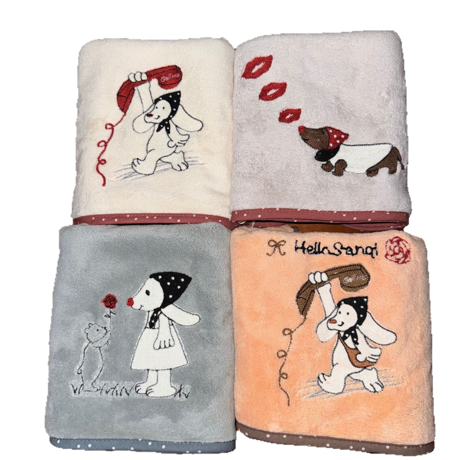 Phone Puppy Embroidery Cute Towel Bath Coral Non-Shedding Thickened Soft Face Wash Student Home Couple Face Towel