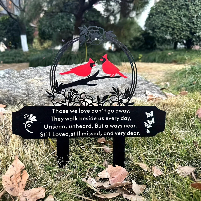 2026 New Cross-Border Dropshipping 1 Piece Red Bishop Bird Memorial Garden Sign Cardinal Graveyard