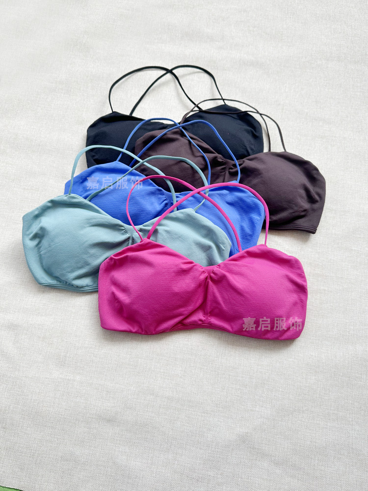 Tk Cross-Border Same Style Spaghetti Strap High Elastic Beautiful Back Tight Bra Seamless Yoga Vest Sports Bra