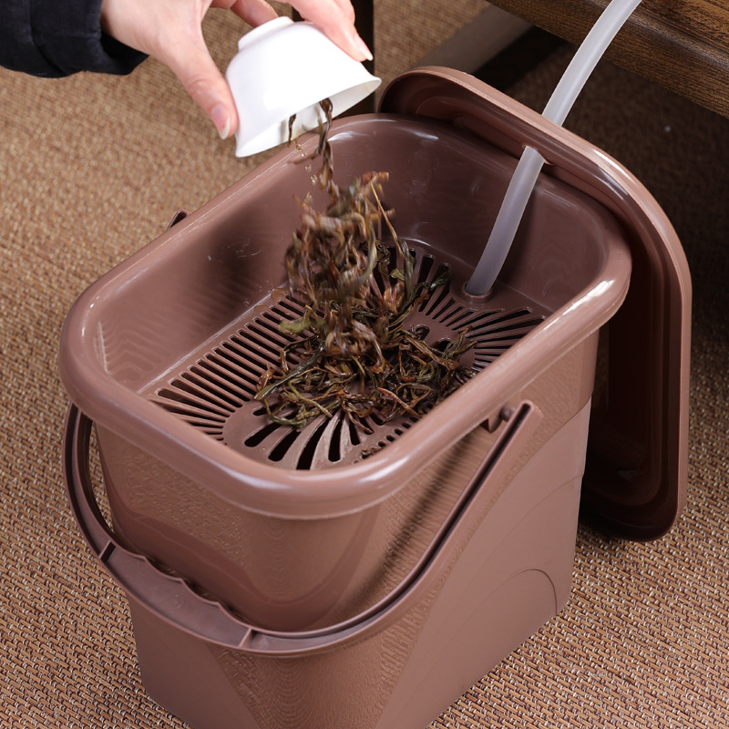 Пластиковое чайное ведро для домашнего использования, ведро для отходов чая с сухим и влажным отделением, ведро для хранения чайной воды, аксессуары для дренажного набора