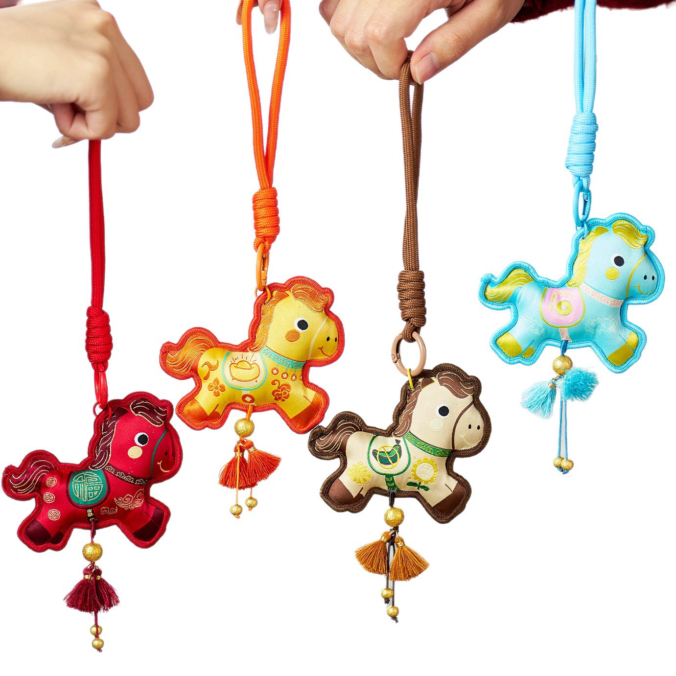 2026 New Year Embroidered Pony Sachet Pendant New Chinese Style Year of the Horse Creative Sachet Pendant Tassel Car Hanging Door Hanging